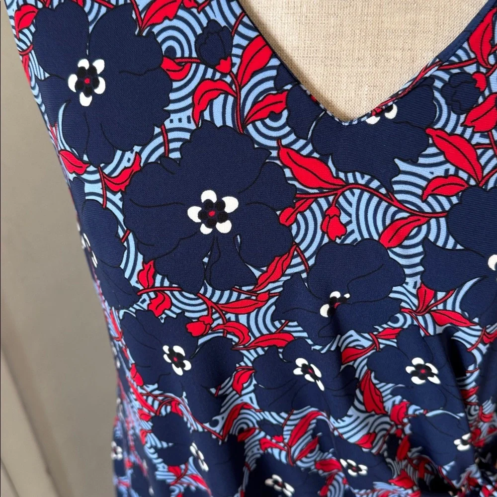 Talbots XL jersey sleeveless floral side tie dress - Picture 4 of 7